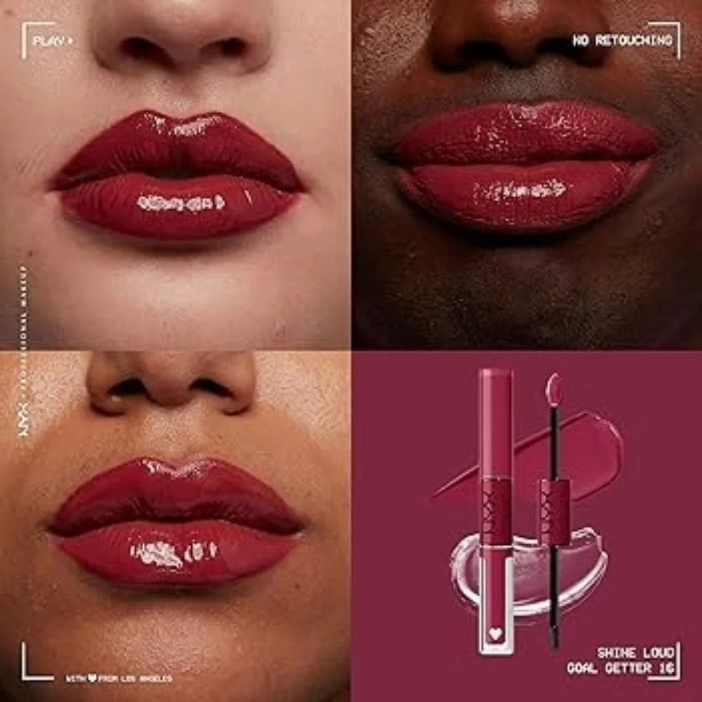 2 x NYX Shine Loud High Pigment Lip Shine Goal Getter